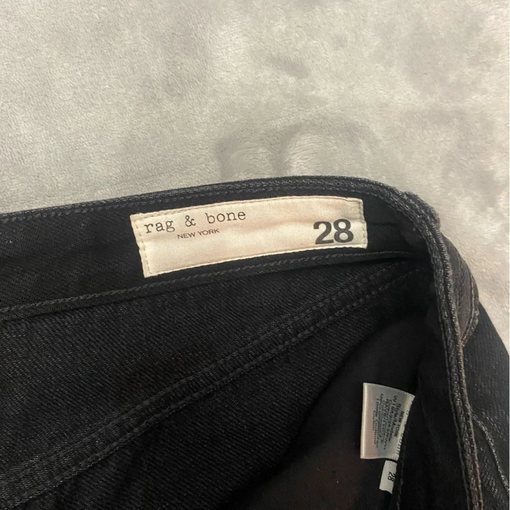 Rag & Bone cutoff denim jean short in raven hole black distressed 21815